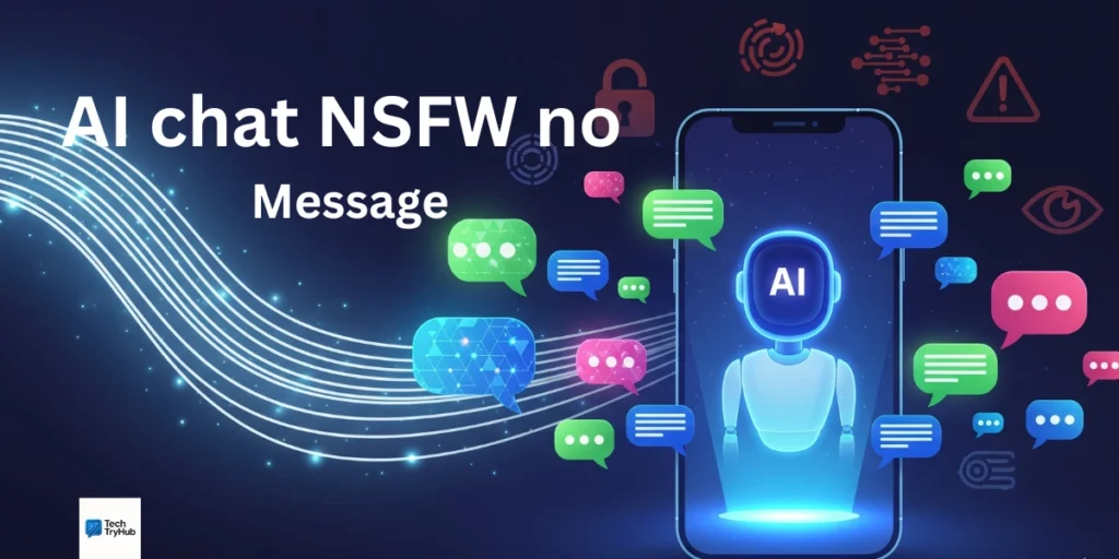 AI chat NSFW no message limit illustration showing unlimited chats and privacy risks.