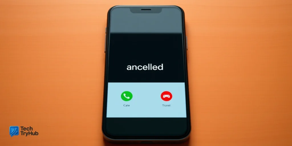 Android phone screen showing cancelled call notification.