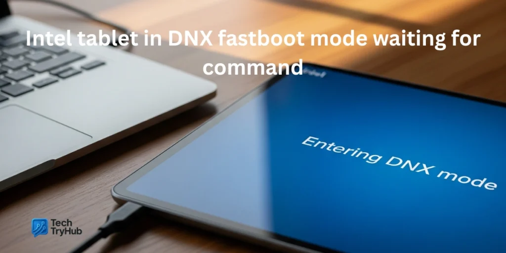 Intel tablet in DNX fastboot mode waiting for command