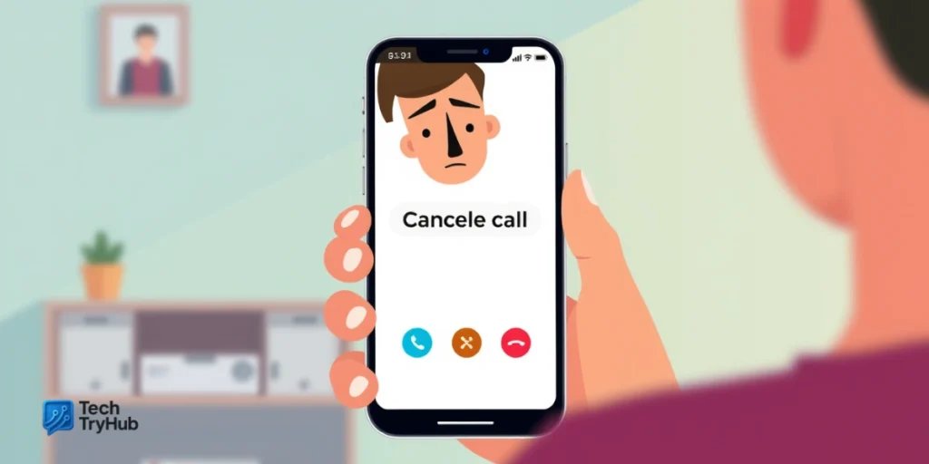 Smartphone screen showing cancelled call notification