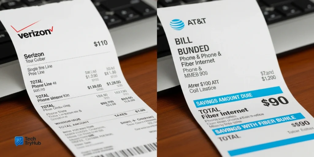 AT&T vs Verizon phone plan cost comparison with bundles.