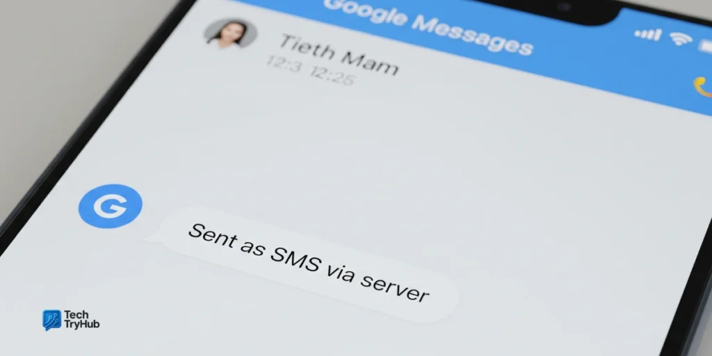 Android message showing sent as SMS via server.
