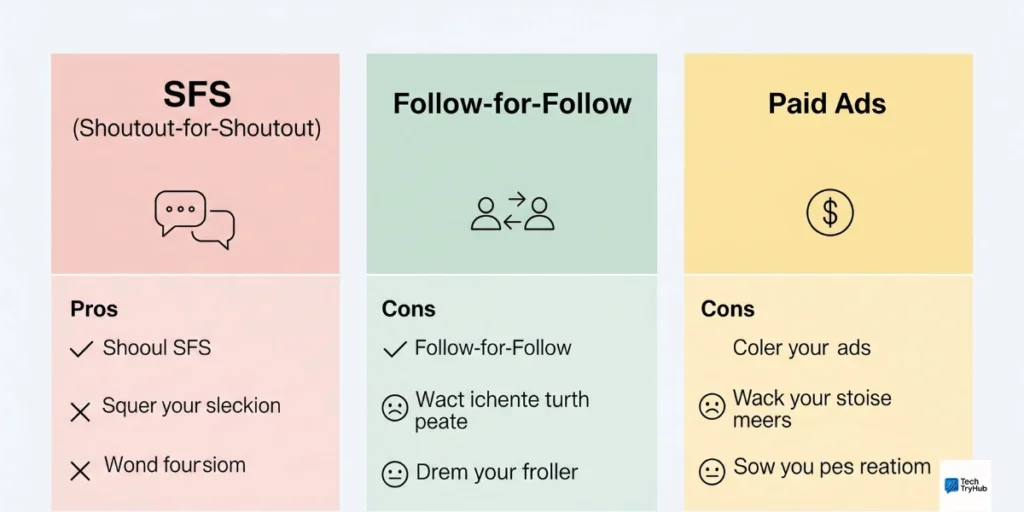 Comparison of SFS vs other Instagram growth tactics.