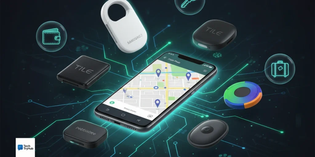 Different AirTag alternatives with smartphone tracking app