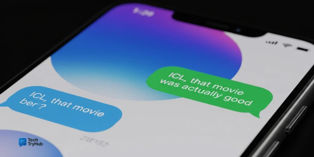 Example of ICL in a text message, showing how it’s used in casual conversation.