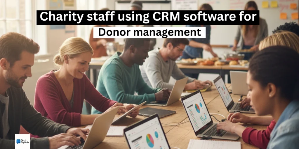 charity staff using CRM software for donor management