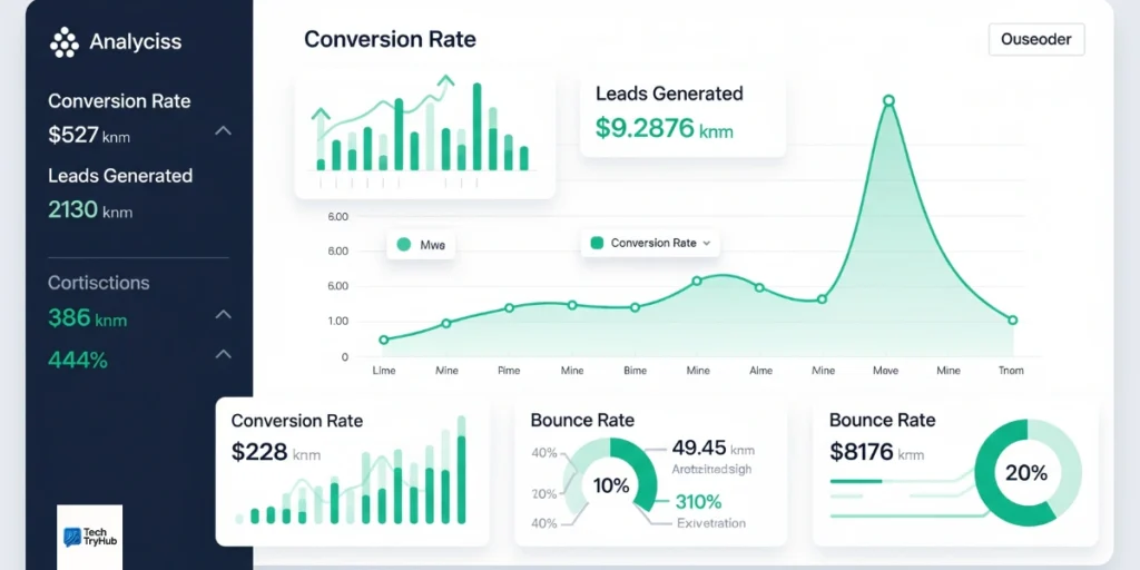 Startup landing page analytics dashboard showing conversion rate metrics