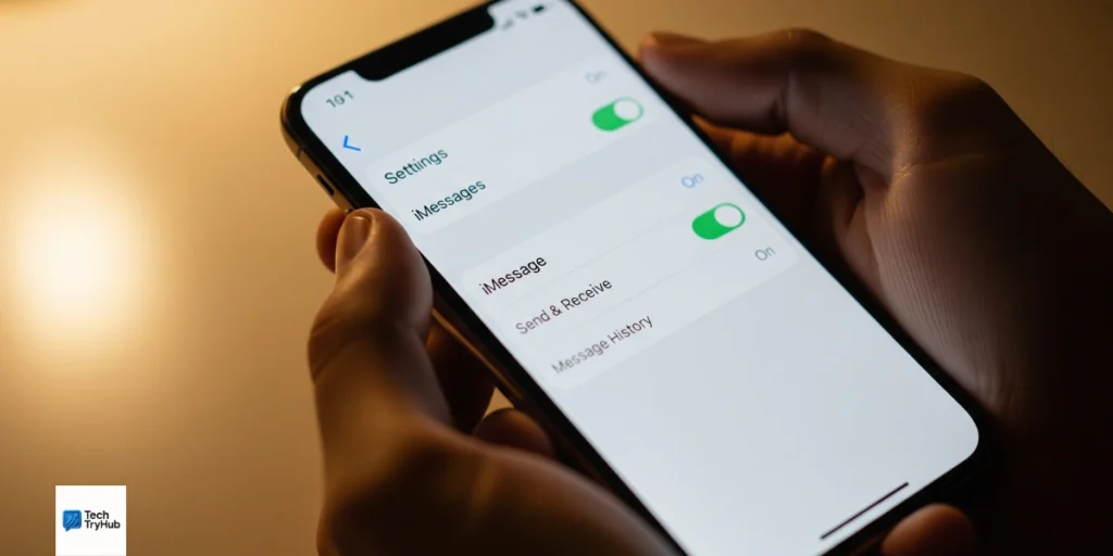 iPhone settings screen showing iMessage enable toggle option